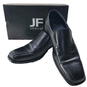 JF J. Ferrar DASH Dress Shoes Mens 10.5 M Black Flux Leather Squared Toe Office